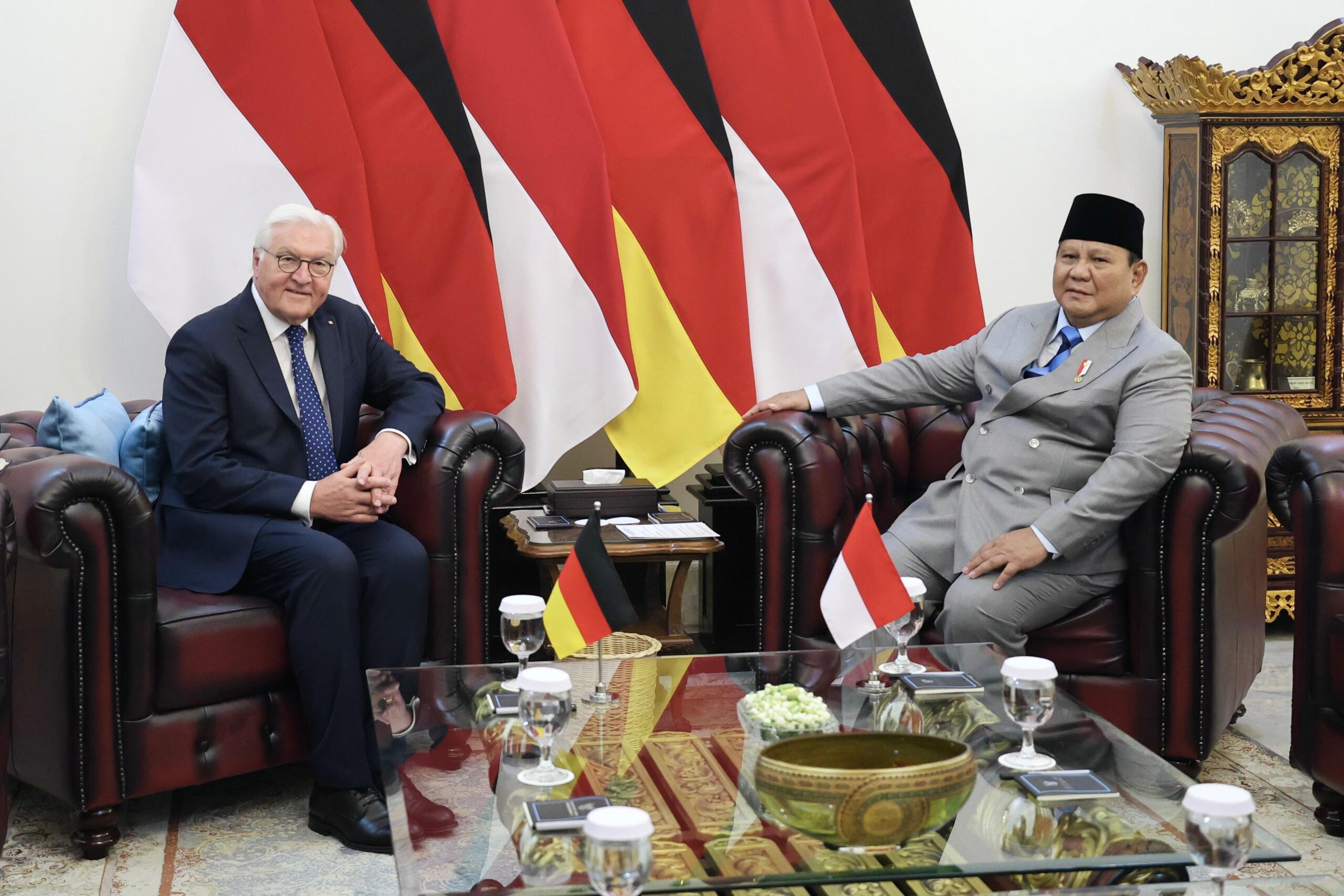 Prabowo saat menerima kunjungan kenegaraan Presiden Jerman Frank-Walter Steinmeier di Istana Merdeka